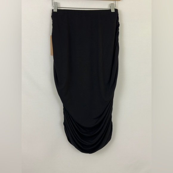 Halogen Very Black Stretchy Midi Skirt Ruching Down Sides & Front Drapi… - Picture 4 of 9